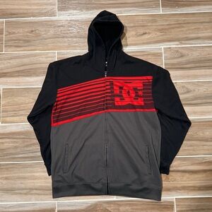 DC Men's Black and Red Zip-Up Jacket